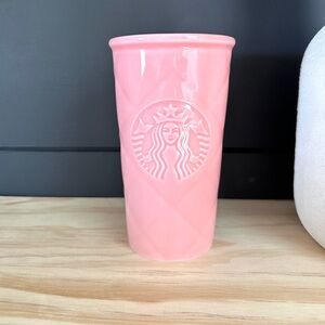 STARBUCKS Quilted Pink Ceramic Tumbler NO LID